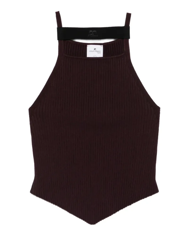 Courrèges Geripptes Oberteil mit Logo - Violett Violett