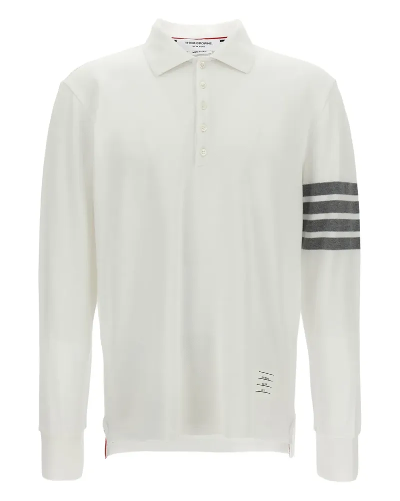 Thom Browne Langärmeliges Classic 4Bar Poloshirt - Weiß Weiß