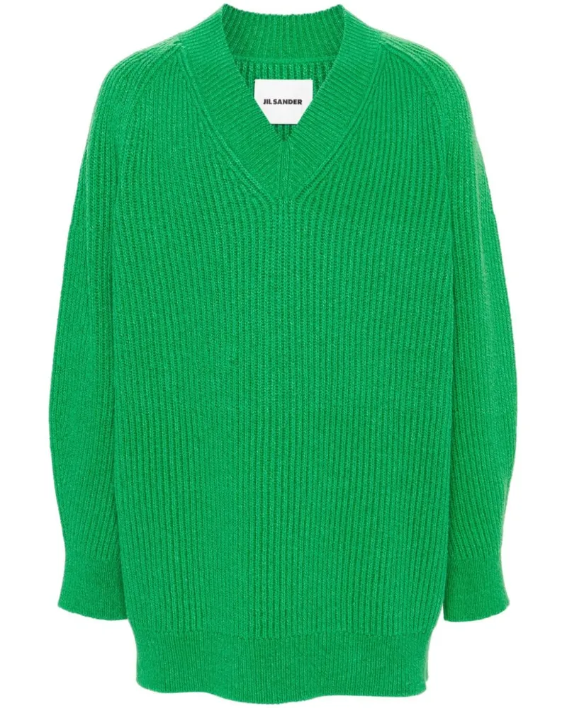 Jil Sander Gerippter Strickpullover - Grün Grün