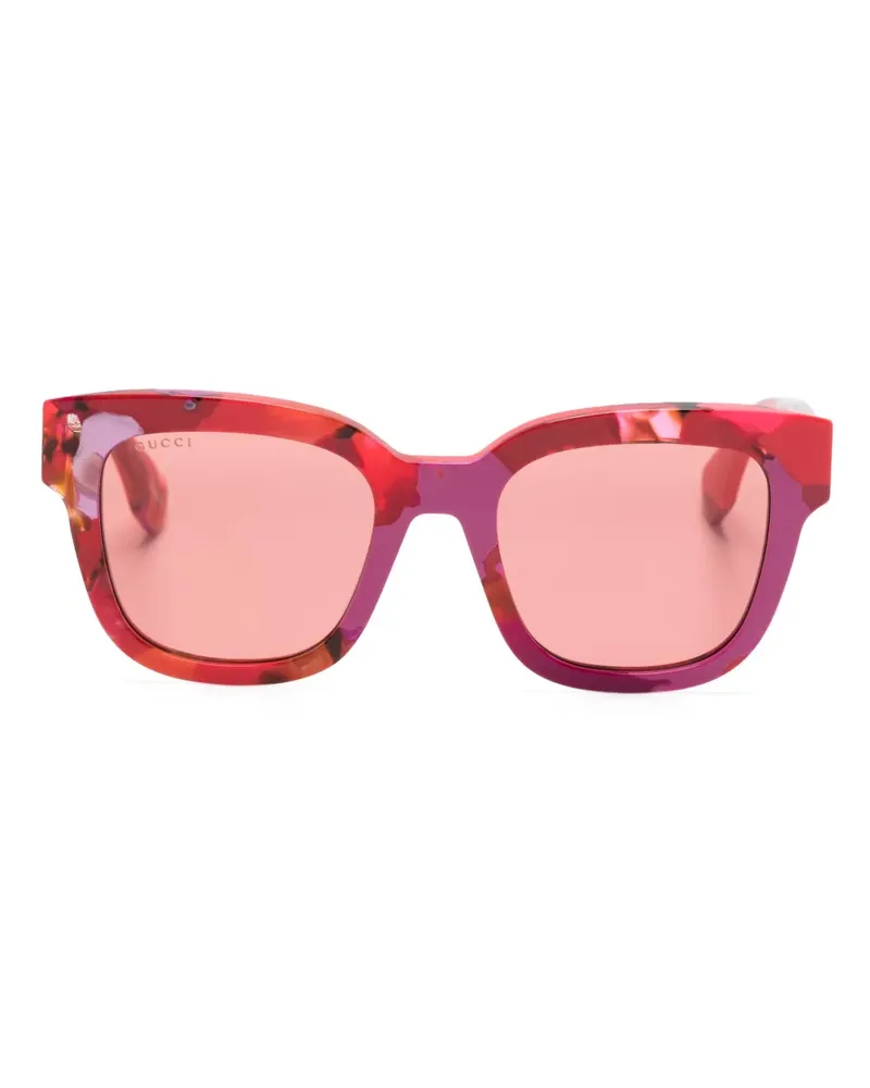 Gucci Eckige Sonnenbrille in Schildpattoptik - Rot Rot
