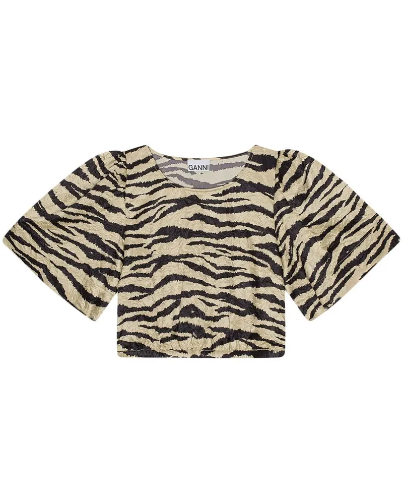 Ganni T-Shirt mit Zebra-Print Nude