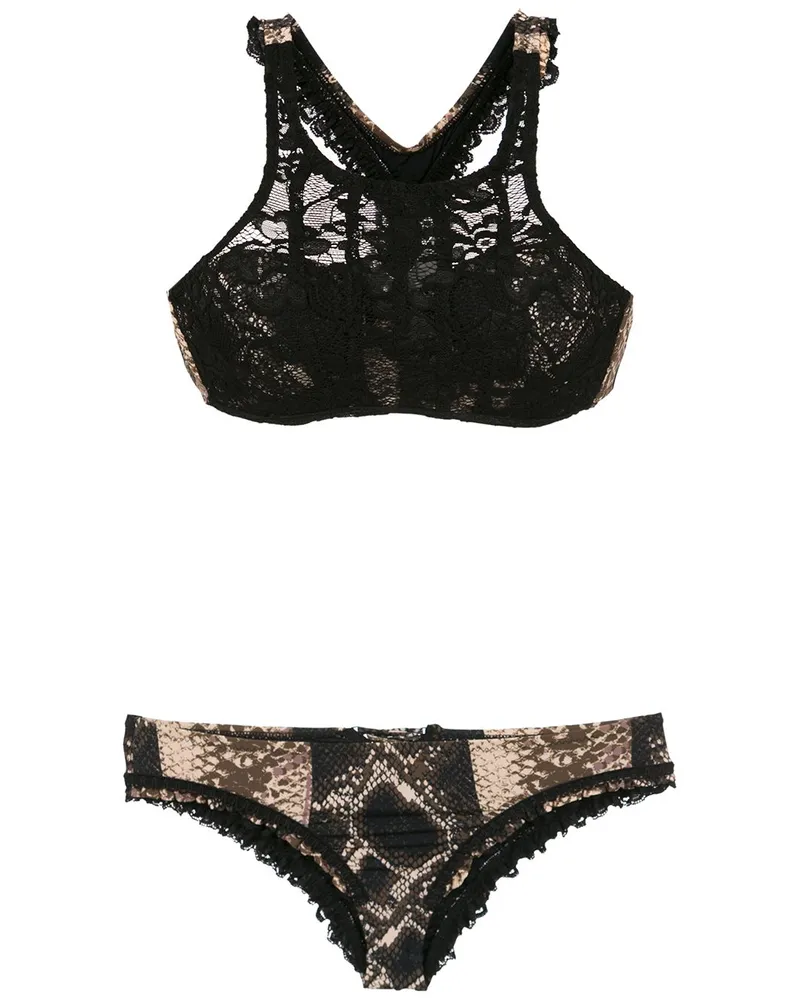 Amir Slama Bikini mit Spitze - Schwarz Schwarz