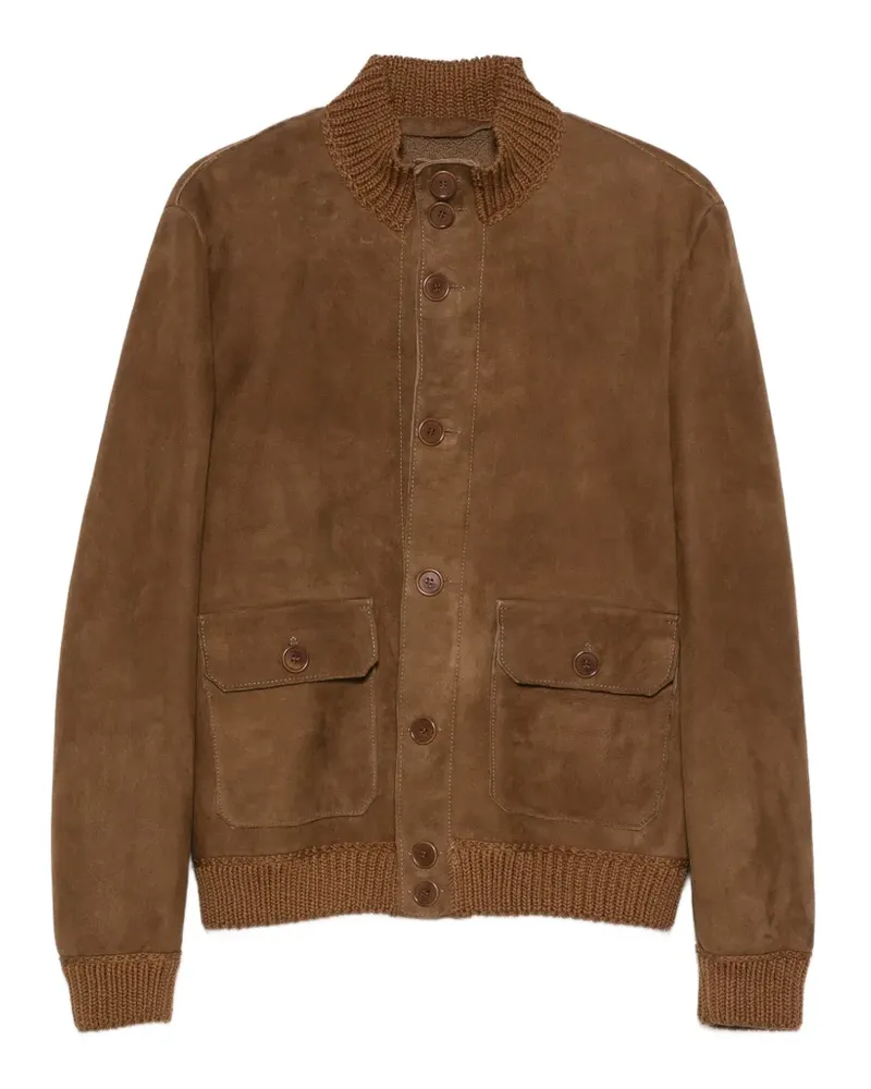Salvatore Santoro Wildlederjacke mit geripptem Besatz - Braun Braun