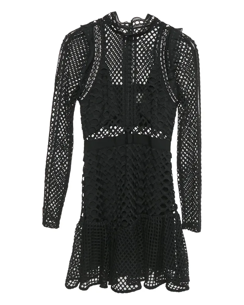 Self-Portrait lace long-sleeve mini dress - Schwarz Schwarz