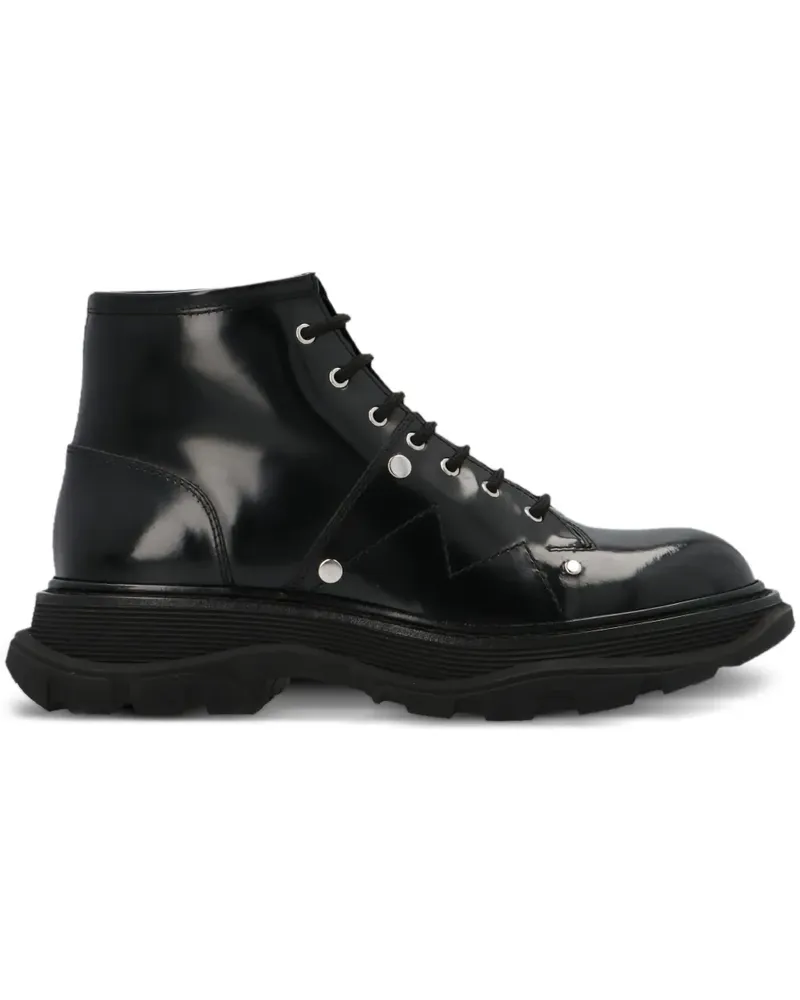 Alexander McQueen Knöchelhohe Lederstiefel - Schwarz Schwarz