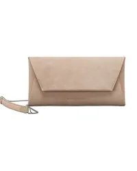 Brunello Cucinelli Eckige Schultertasche aus Wildleder Nude