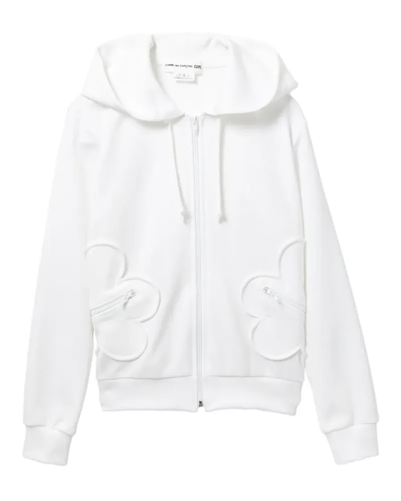 Comme des Garçons Kapuzenjacke mit Blumenapplikation - Weiß Weiß