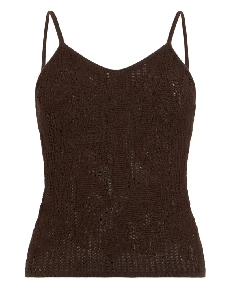 Roberto Cavalli crochet-effect sleeveless spaghetti-strap top - Braun Braun