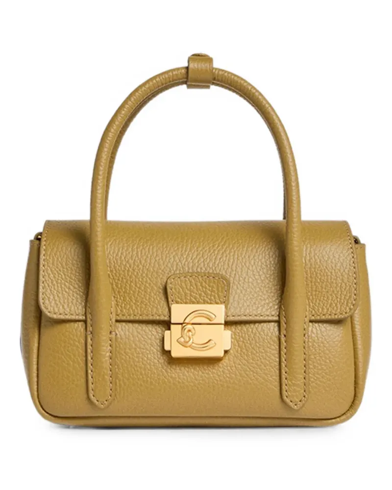 Coccinelle Mini C-Me Lock Tote Bag aus gekörntem Leder - Grün Grün