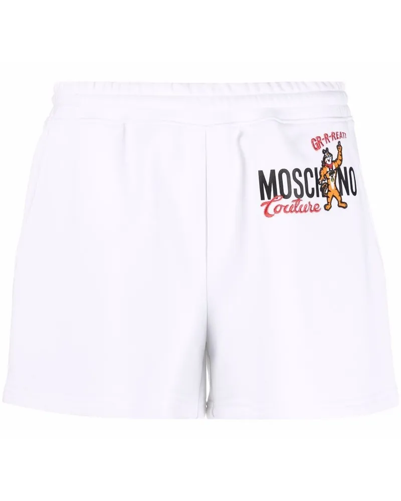 Moschino Sport-Shorts mit Logo-Print Weiß