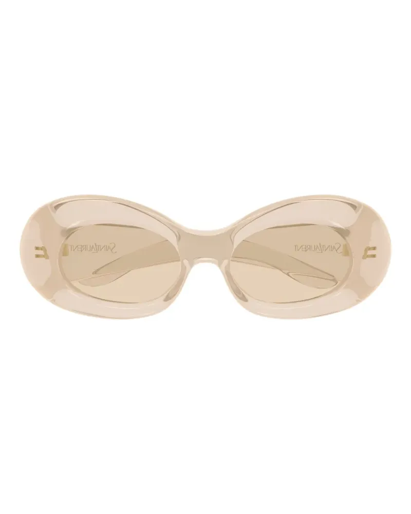 Saint Laurent oval-frame sunglasses - Nude Nude