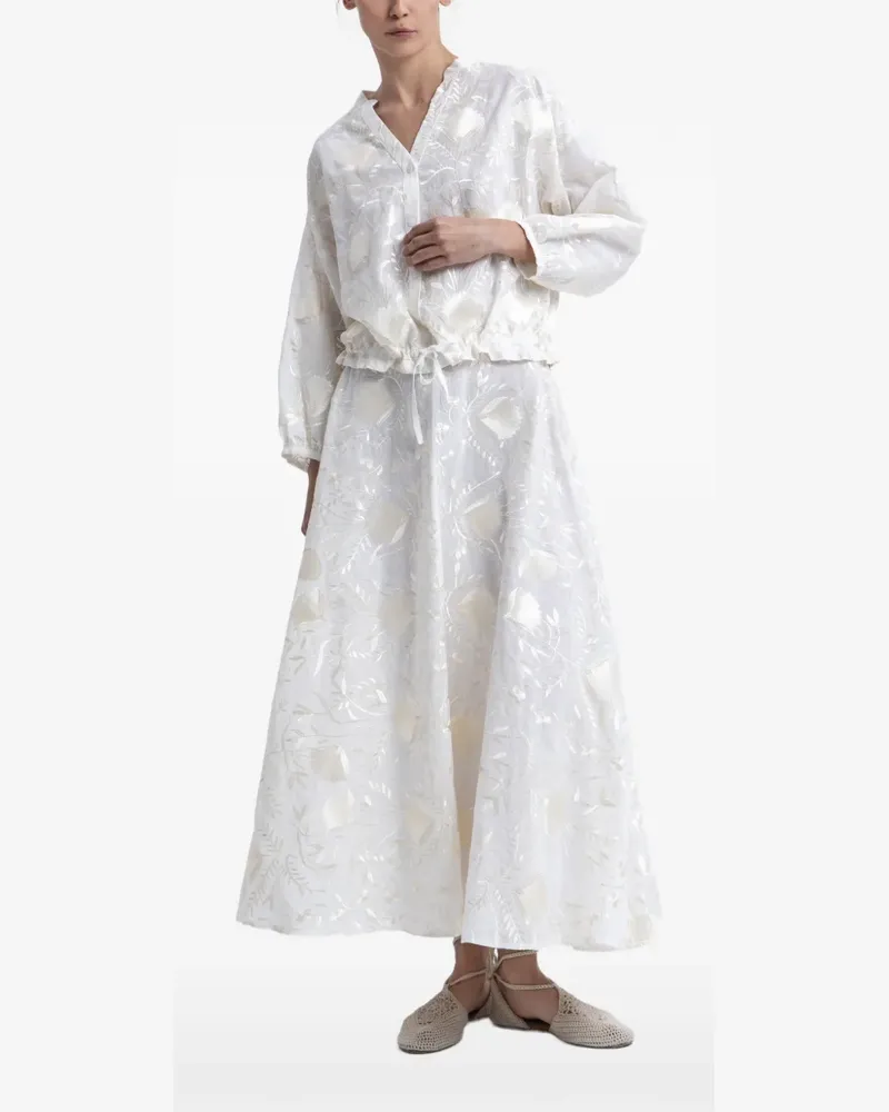 Greek Archaic Kori embroidered drawstring-hem shirt - Nude Nude