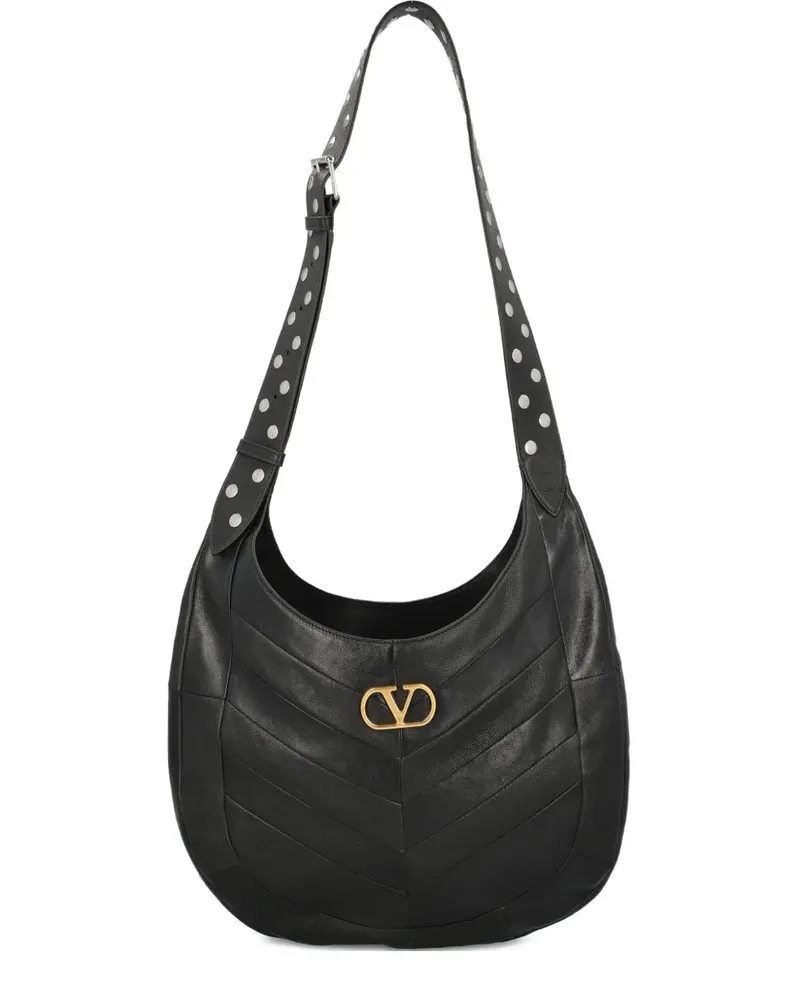 Valentino Garavani Hoboho chevron pattern shoulder bag - Schwarz Schwarz