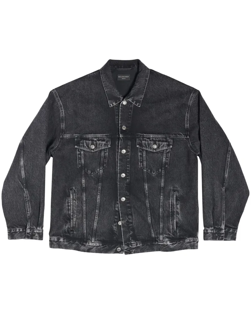 Balenciaga Jeansjacke mit Logo - Schwarz Schwarz