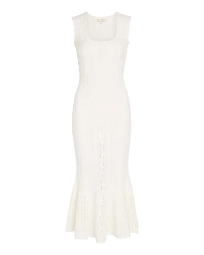 LoveShackFancy pointelle-knit ruffled midi dress - Weiß Weiß