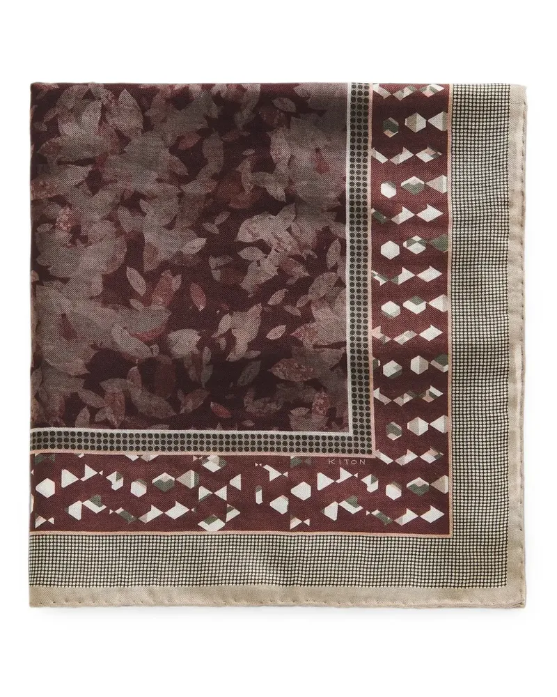 Kiton Schal mit geometrischem Muster und Blumenprint - Rot Rot