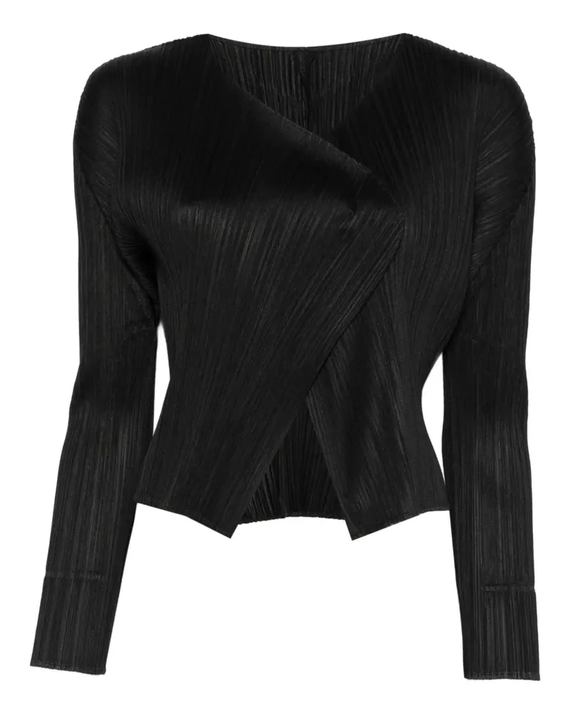 Issey Miyake Plissierter Cardigan - Schwarz Schwarz