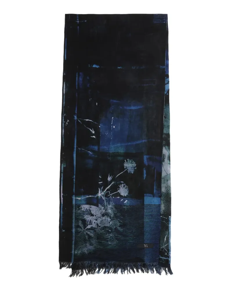 Yohji Yamamoto Schal mit abstraktem Print - Blau Blau