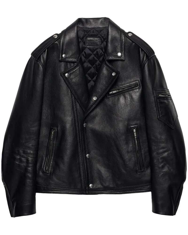 Prada Bikerjacke aus Leder - Schwarz Schwarz
