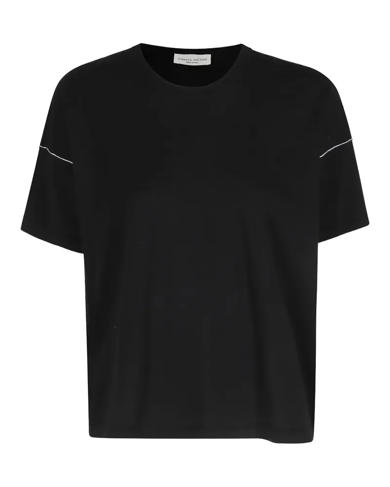 Roberto Collina piping-detail dropped-shoulder T-shirt - Schwarz Schwarz