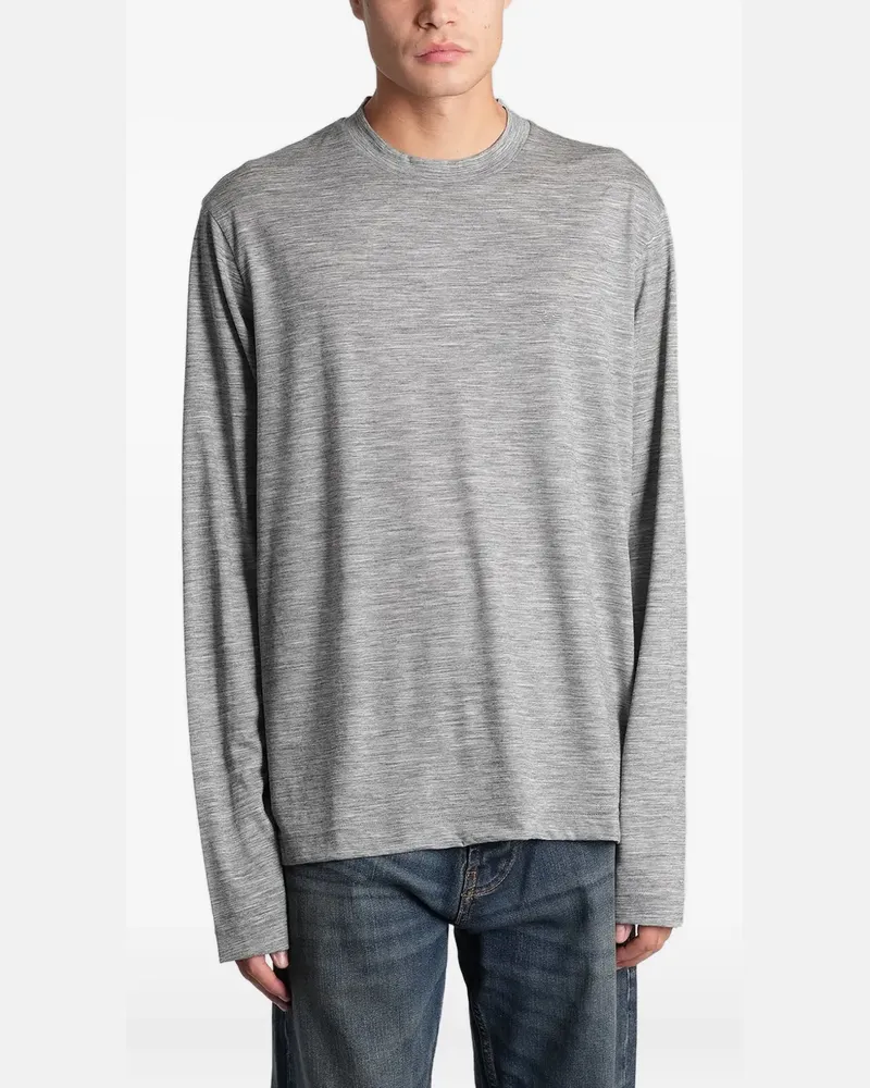 Emporio Armani logo-embroidered longsleeved T-shirt - Grau Grau