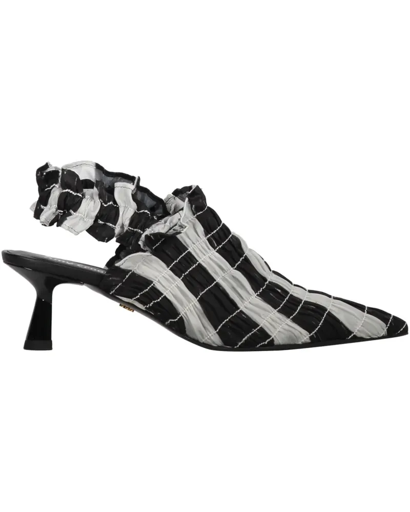 Amy Crookes Gestreifte Mules 50mm - Schwarz Schwarz