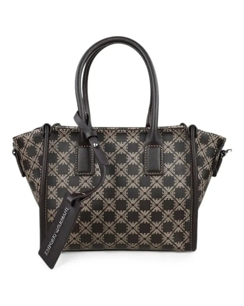 Emporio Armani monogram-print logo-tag tote bag - Braun Braun