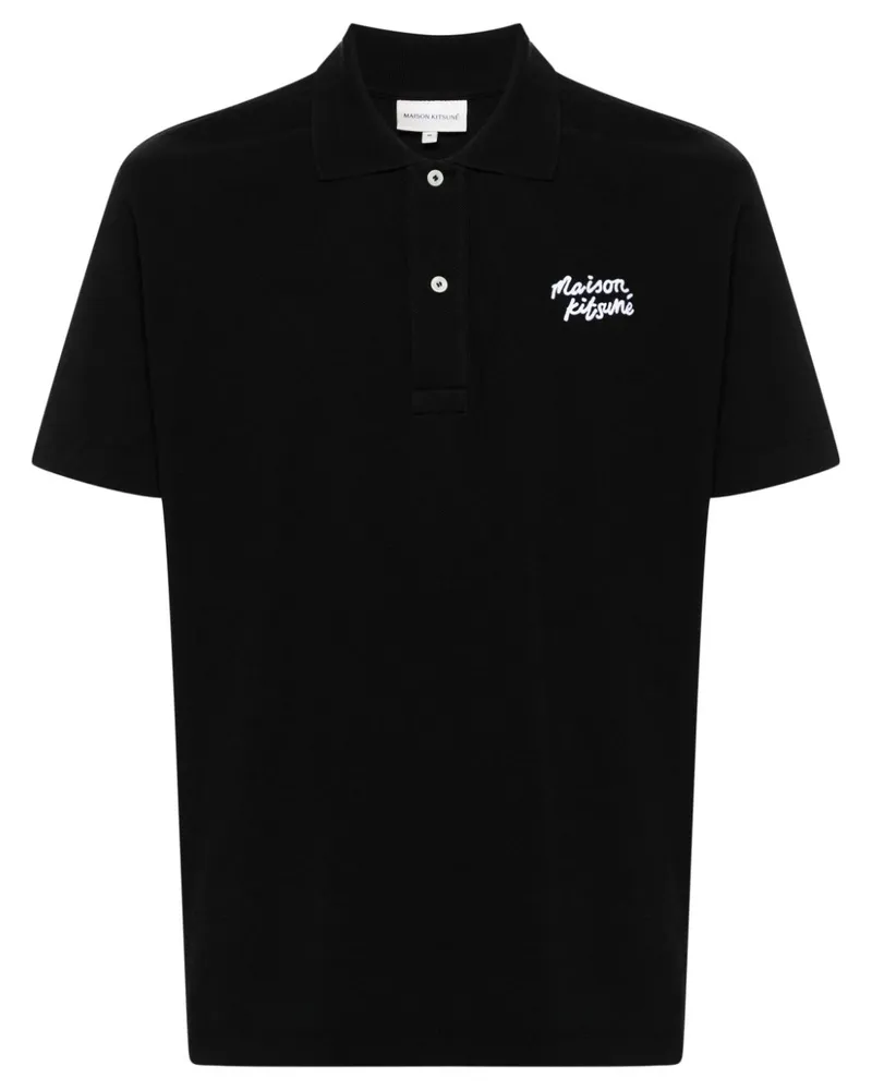 Kitsuné Handwriting Poloshirt mit Logo-Stickerei - Schwarz Schwarz