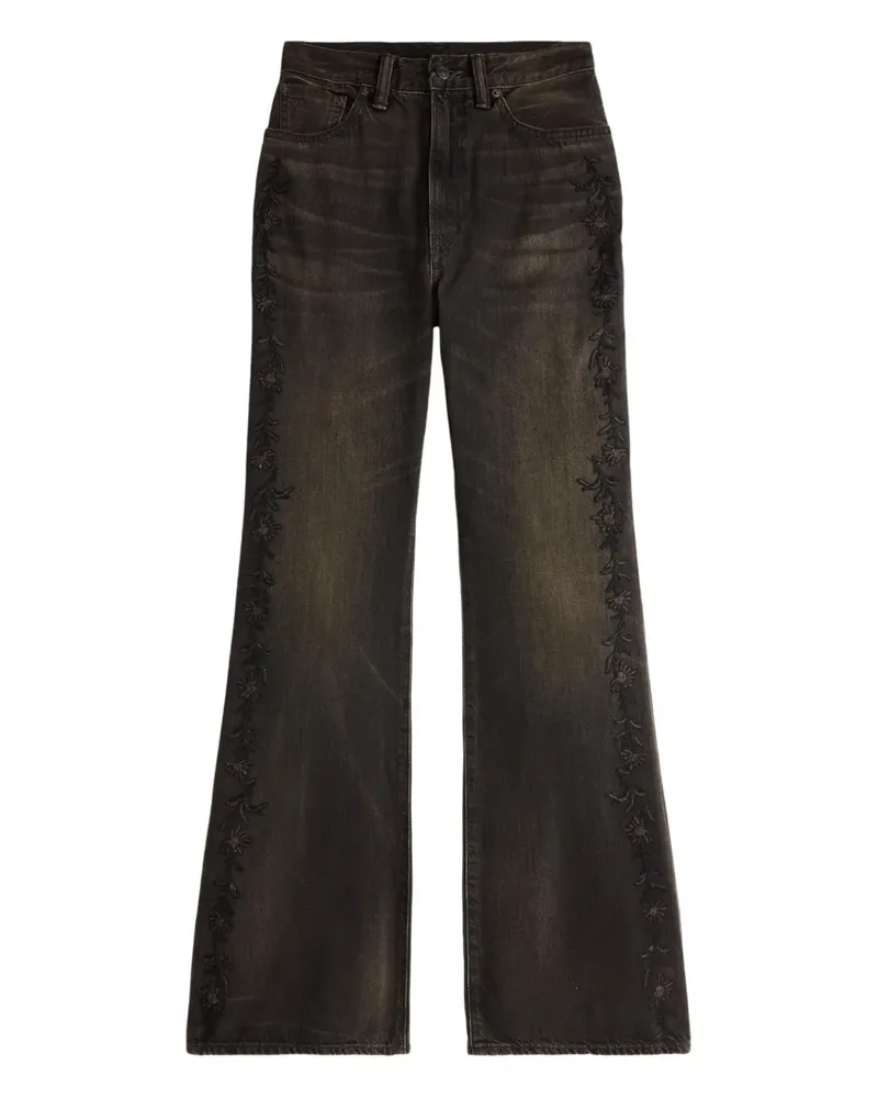 Ralph Lauren Ausgestellte Jeans mit Blumenstickerei - Schwarz Schwarz