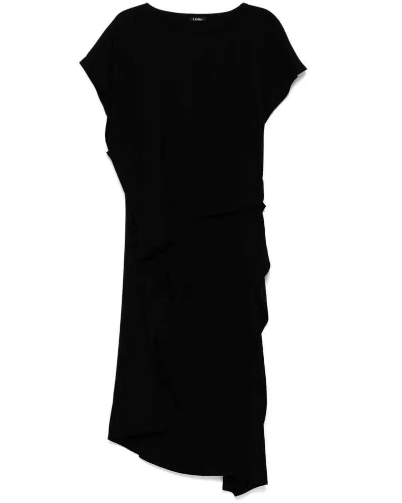 Yohji Yamamoto Midikleid im Layering-Look - Schwarz Schwarz