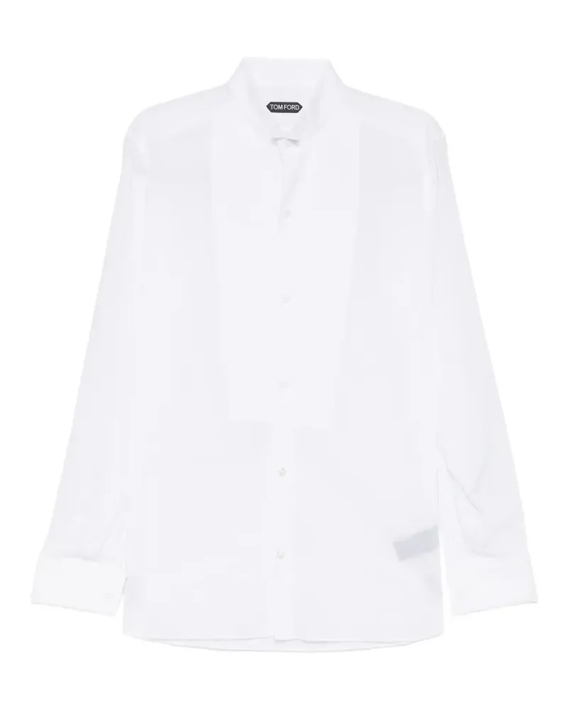 Tom Ford Hemd mit Stehkragen und Latz - Weiß Weiß