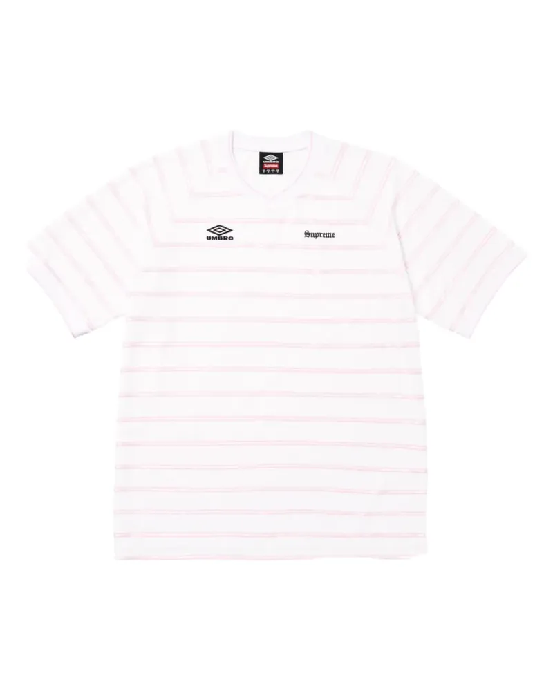 Supreme Being x Umbro® gestreifter "SS 25 - White" Fußballtrikot - Weiß Weiß