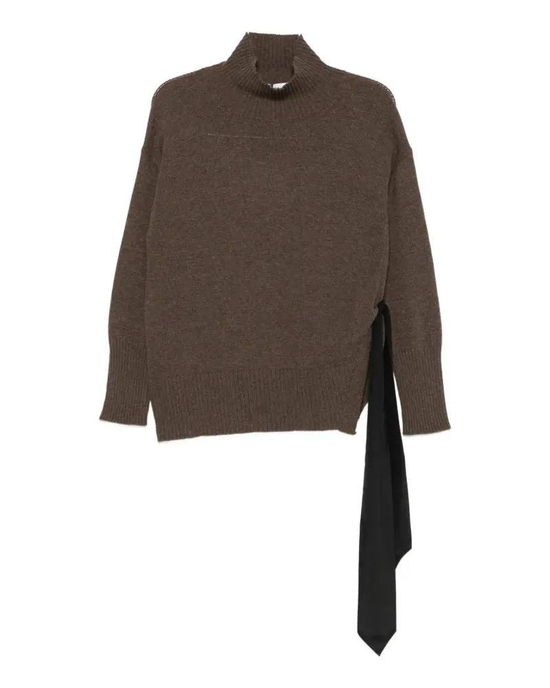 MARELLA Pietra side-tie high-neck sweater - Braun Braun