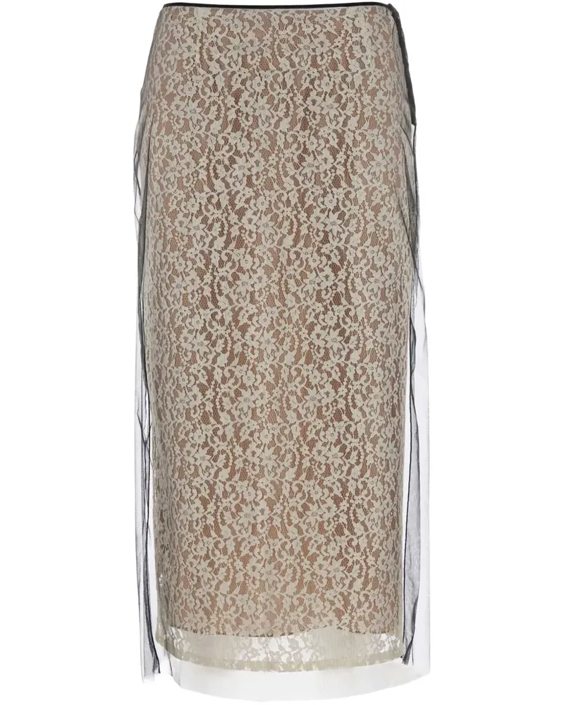 Fendi Midirock im Layering-Look - Nude Nude
