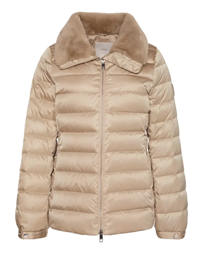 Calvin Klein Steppjacke mit Faux-Fur-Kragen - Nude Nude