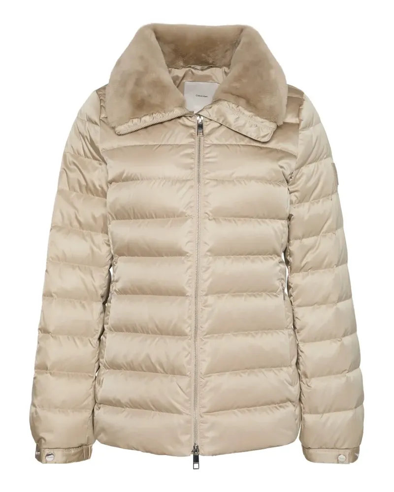 Calvin Klein faux-fur collar puffer jacket - Nude Nude