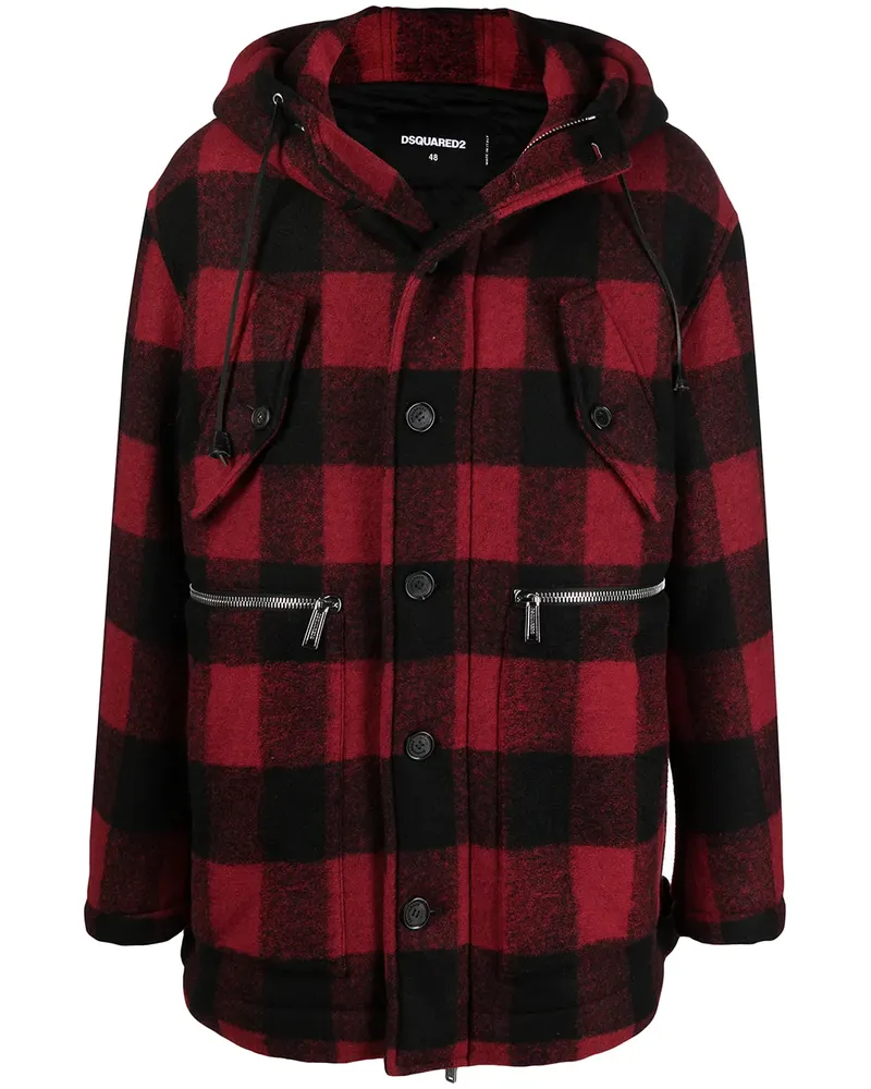 Dsquared2 Karierter Mantel - Rot Rot