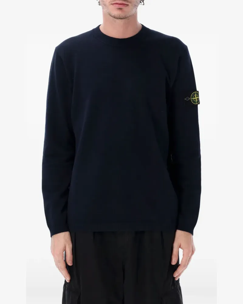 Stone Island logo patch knit sweater - Blau Blau