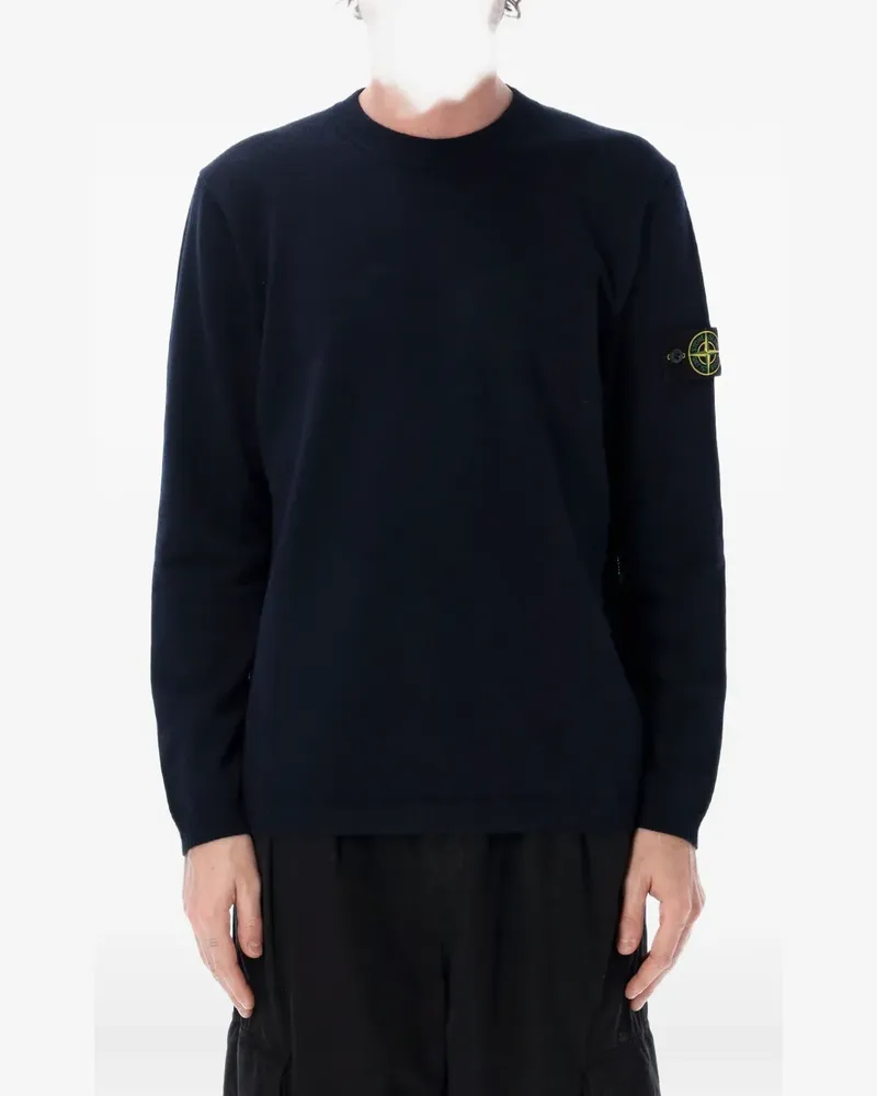 Stone Island logo patch knit sweater - Blau Blau