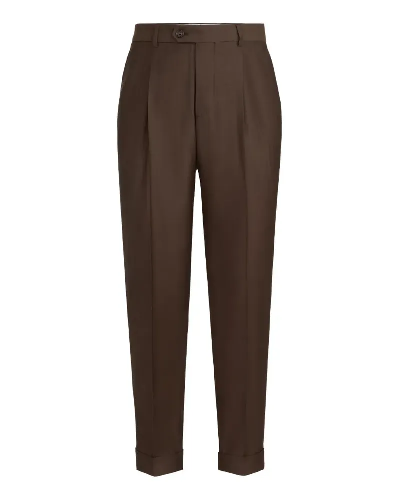 Brunello Cucinelli Hose aus Schurwolle und Kaschmir mit Falte - Braun Braun