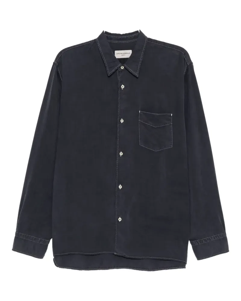 Officine Generale Hemd mit Kontrastnähten - Blau Blau