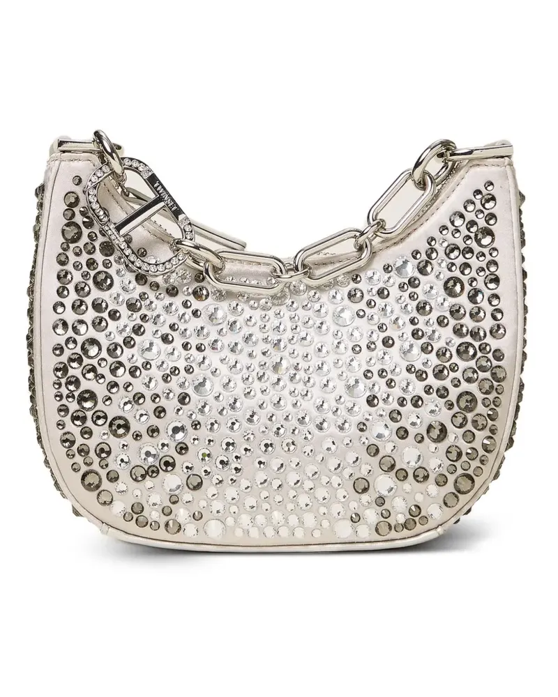 Twin-Set Croissant Schultertasche mit Kristallen - Grau Grau