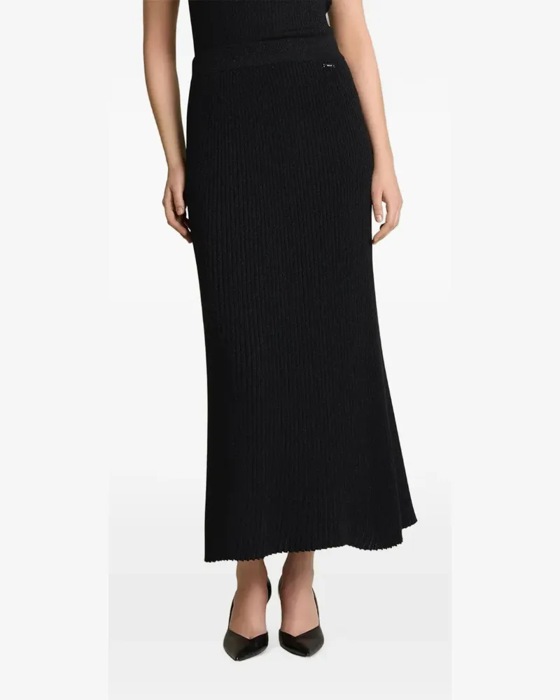 Kiton Gerippter Lamé-Bleistift-Maxirock - Schwarz Schwarz