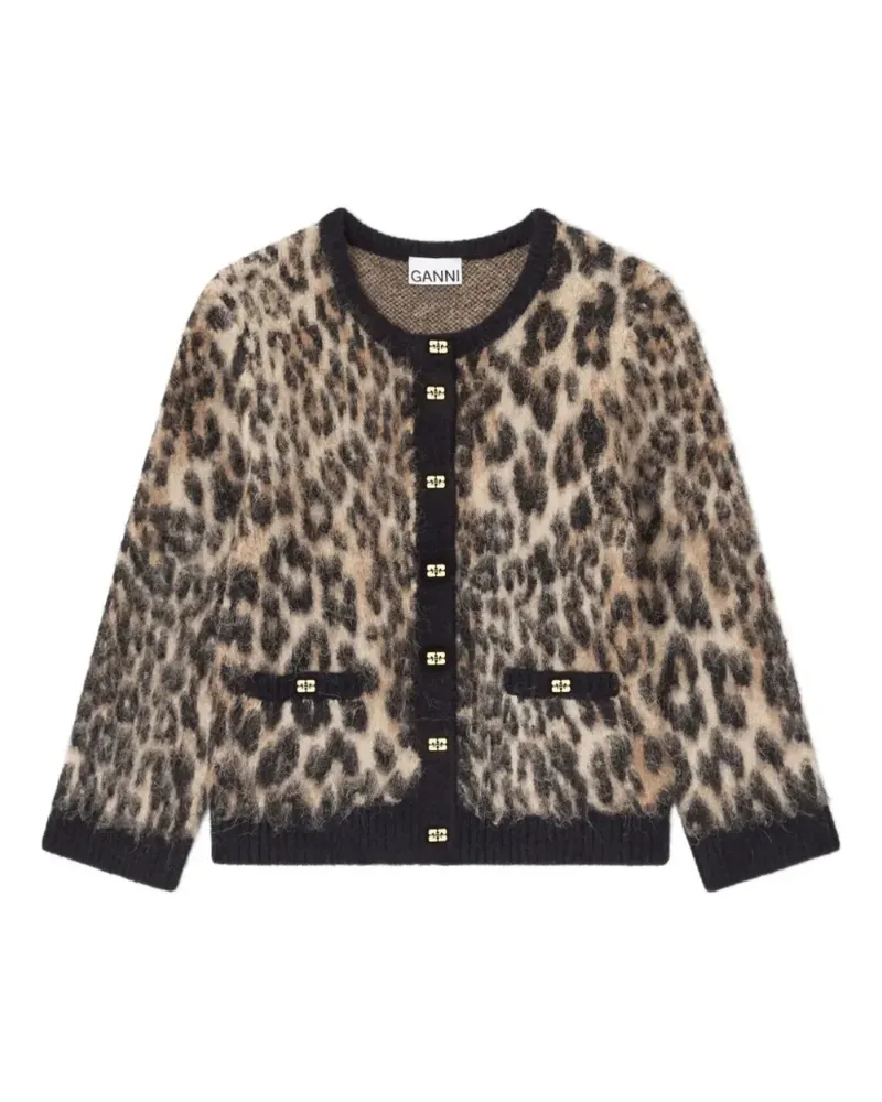 Ganni Cardigan mit Leoparden-Print - Nude Nude
