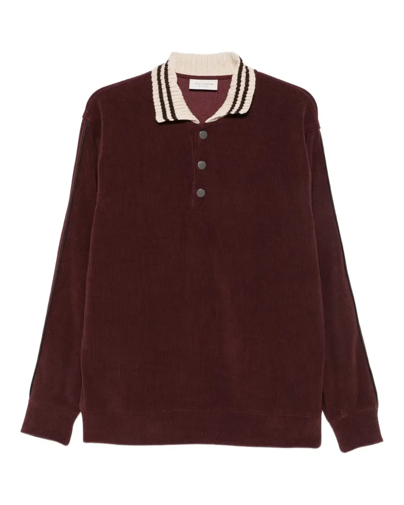 Yes London striped-collar button-fastening sweatshirt - Rot Rot