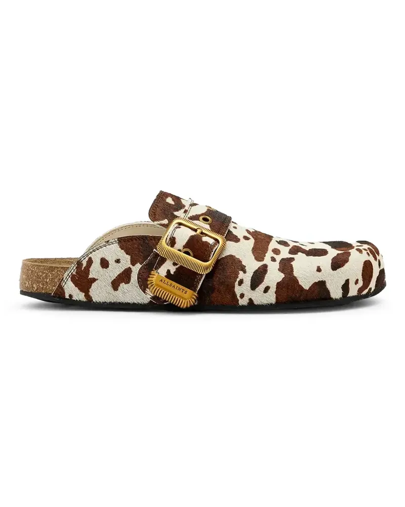 AllSaints Staffa Mules mit Kuh-Print - Weiß Weiß