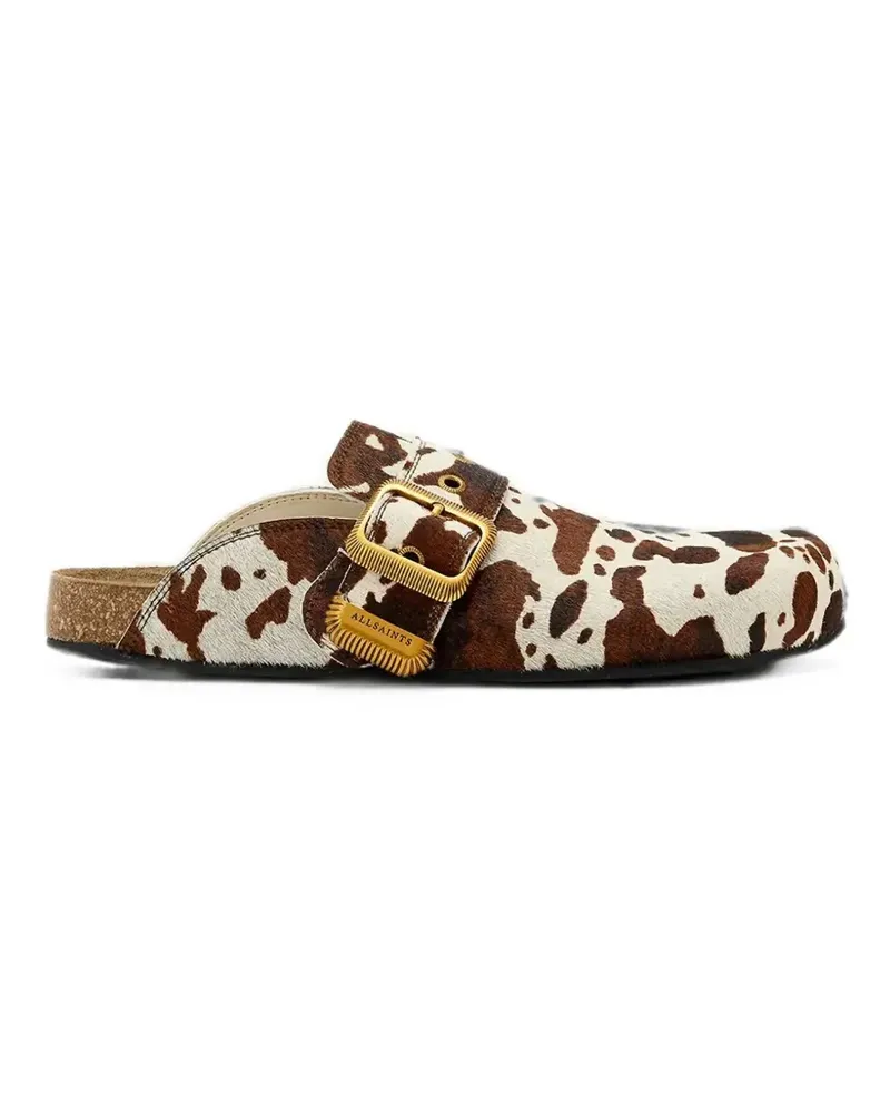 AllSaints Staffa cow-print buckled mules - Weiß Weiß