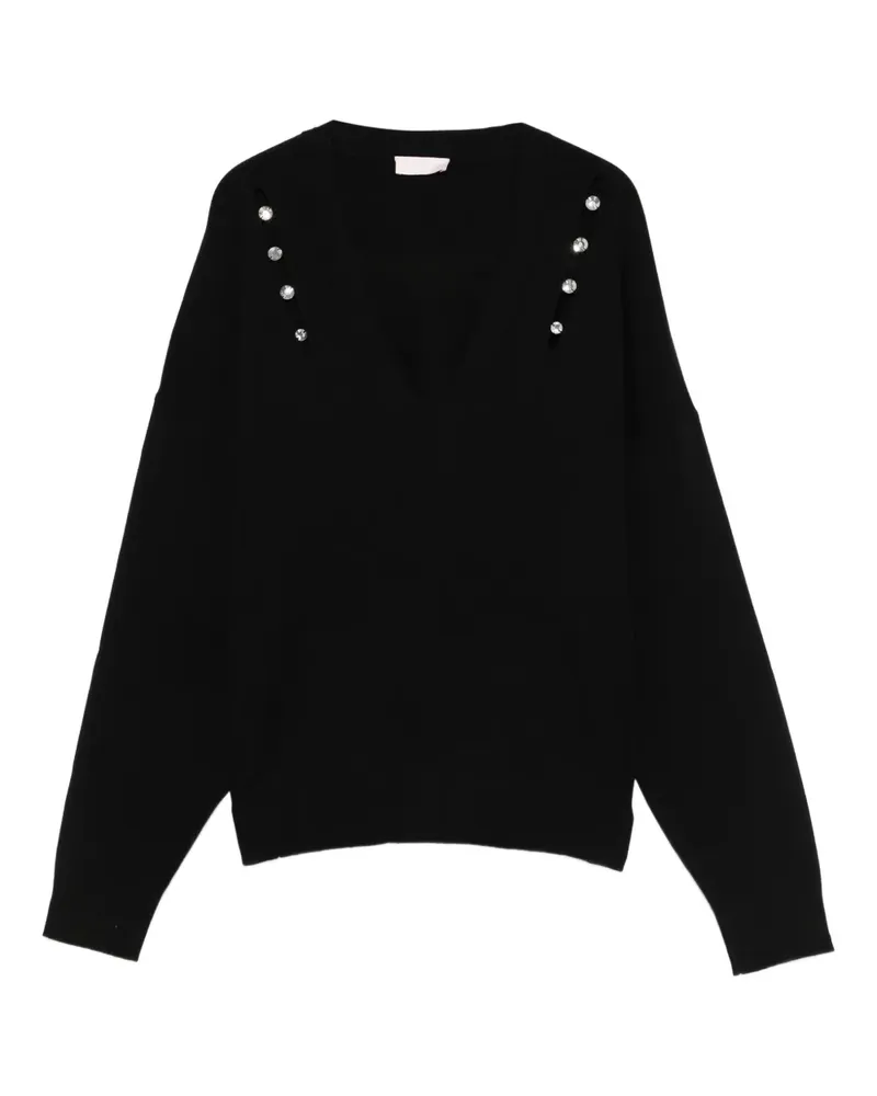 Liu Jo Verzierter Pullover mit V-Ausschnitt - Schwarz Schwarz