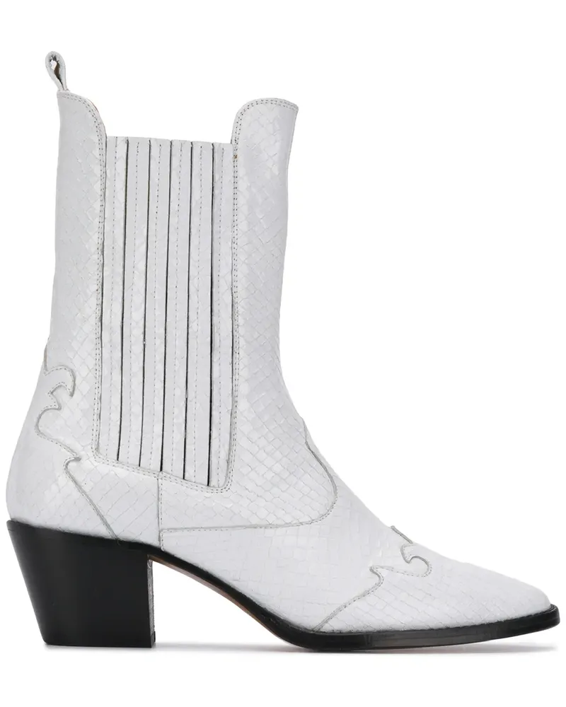 Paris Texas Stiefel in Schlangenleder-Optik - Weiß Weiß