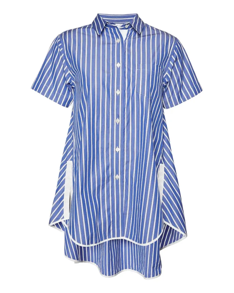 Sacai striped flared shirt - Blau Blau